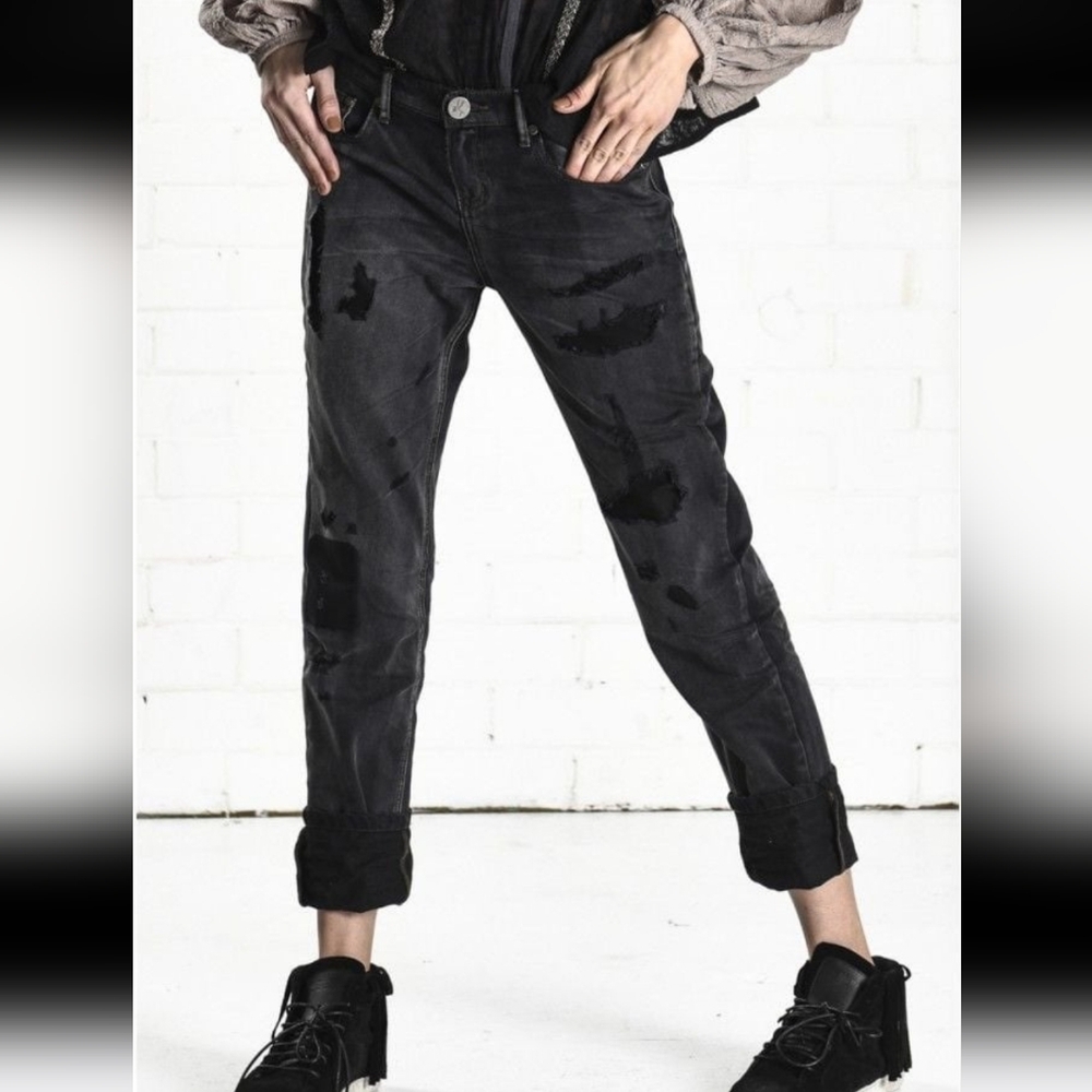NWT One Teaspoon Black Van Awesome Baggies Size 28 Inseam 28.5" Vintage Wash